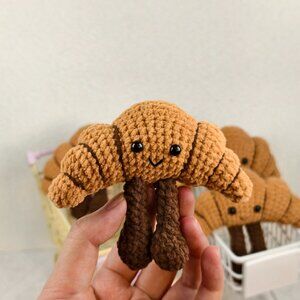 Handmade Amigurumi Crochet Croissant Plushie